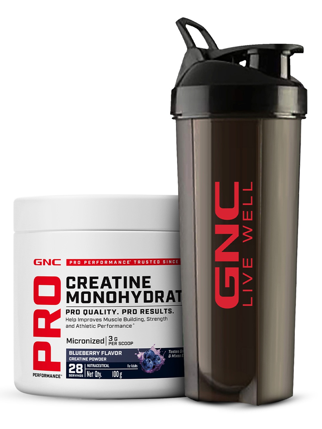 

GNC Blueberry Pro Performance Creatine Monohydrate Micronized Powder - 100 gm With Shaker, White