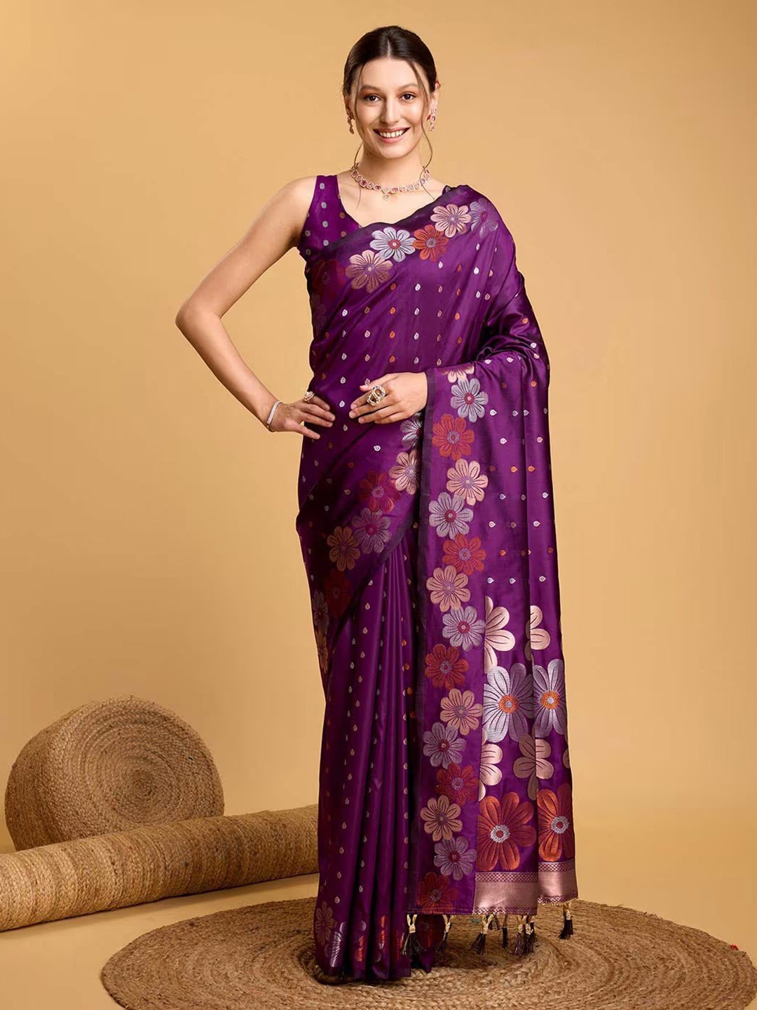 

VASALI Woven Design Zari Kanjeevaram Saree, Purple