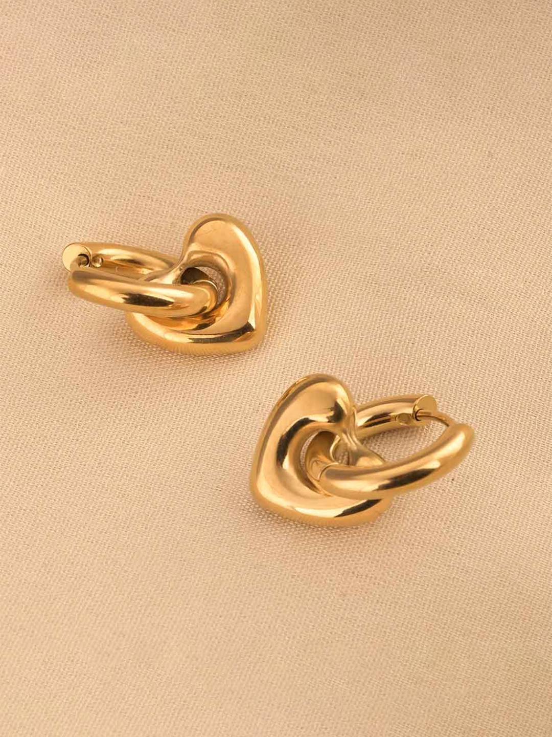 

PALMONAS Gold-Plated Circular Stainless Steel Hoop Earrings