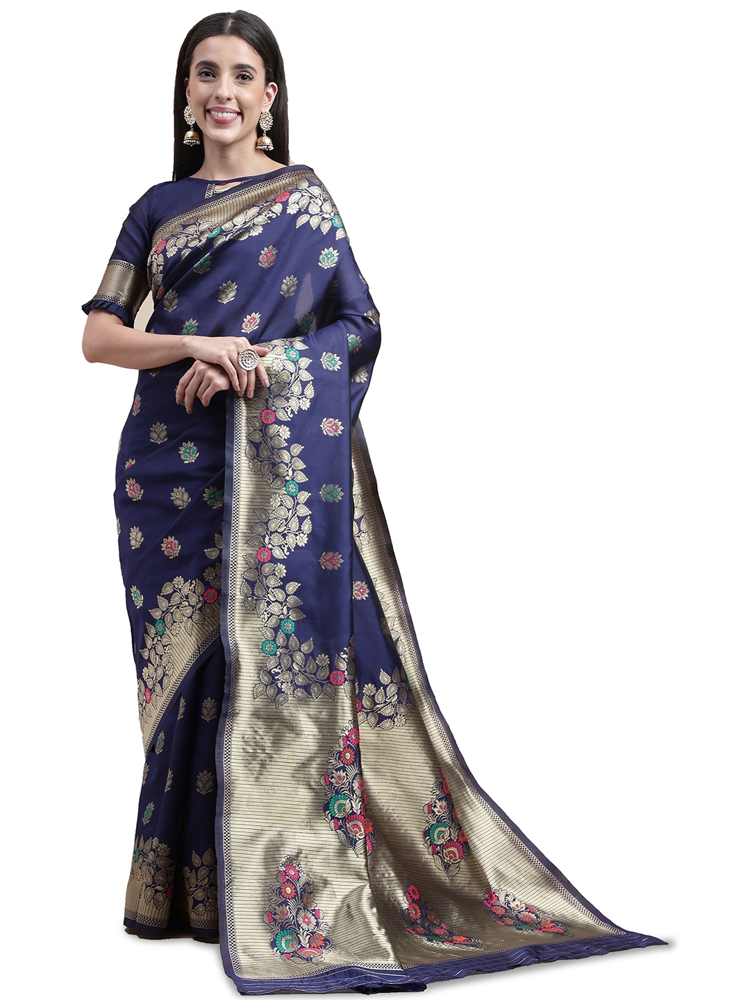 

Maroosh Woven Design Zari Saree, Blue