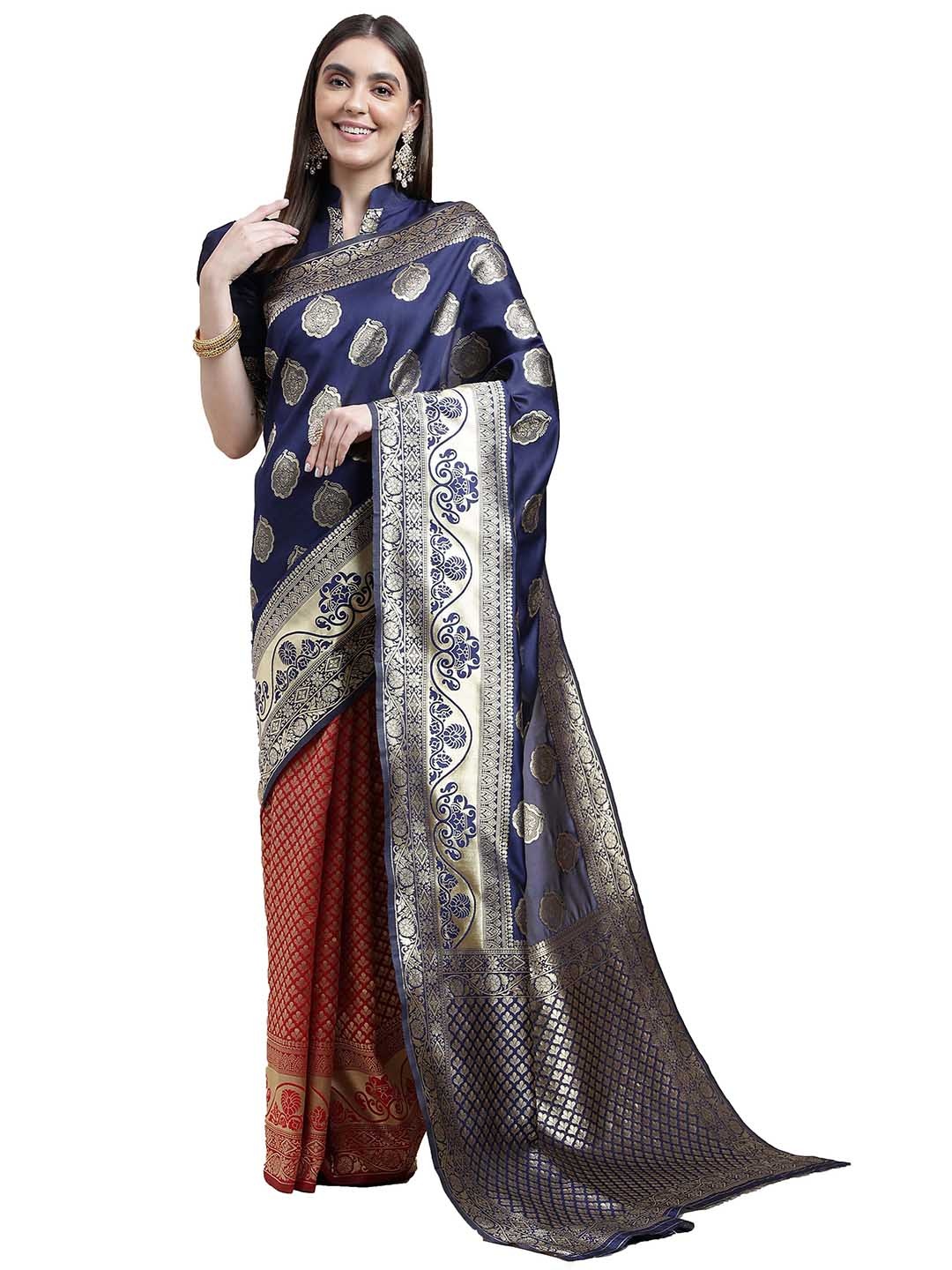 

Maroosh Woven Design Zari Saree, Blue