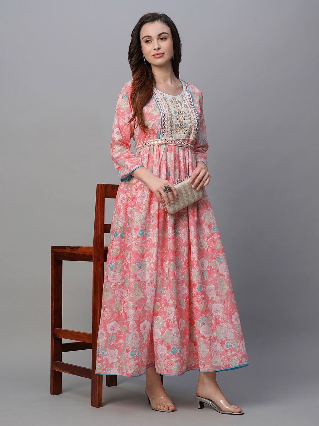 

Kiana House Of Fashion Floral Printed Fit & Flare Maxi Dress, Yellow