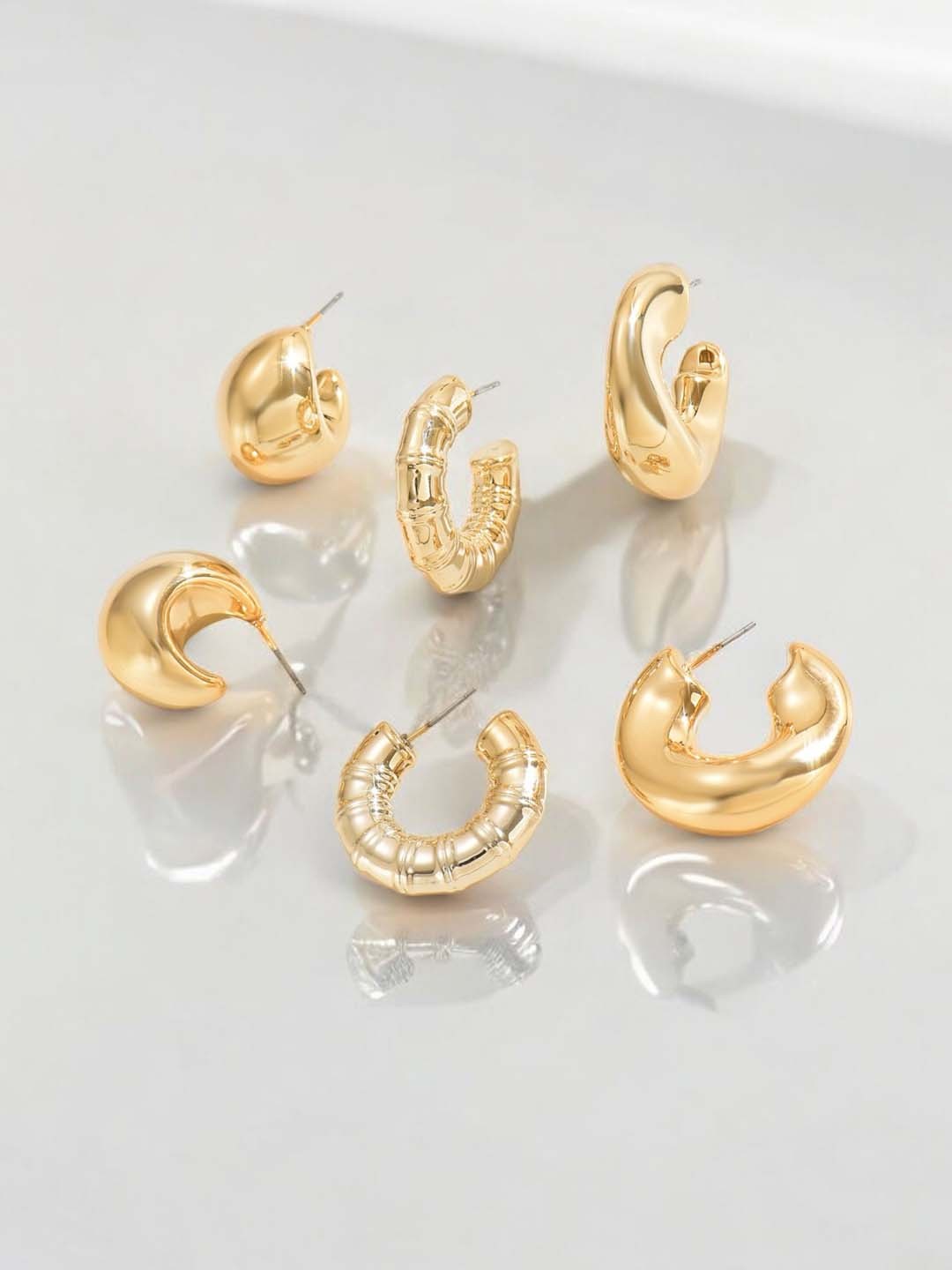 

Jewels Galaxy Set of 3 Gold-Plated Half Hoop Earrings