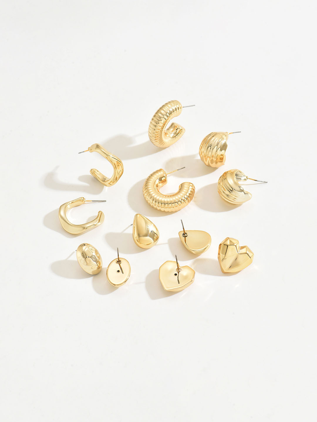 

Jewels Galaxy Set Of 6 Gold Plated Contemporary Half Hoop Earrings