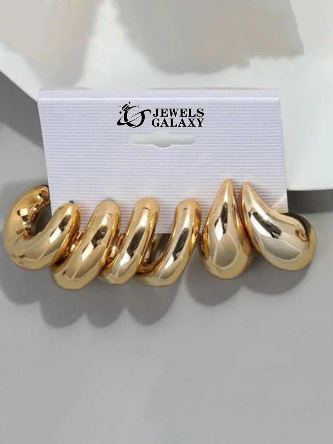 

Jewels Galaxy Set Of 3 Gold Plated Contemporary Hoop Earrings