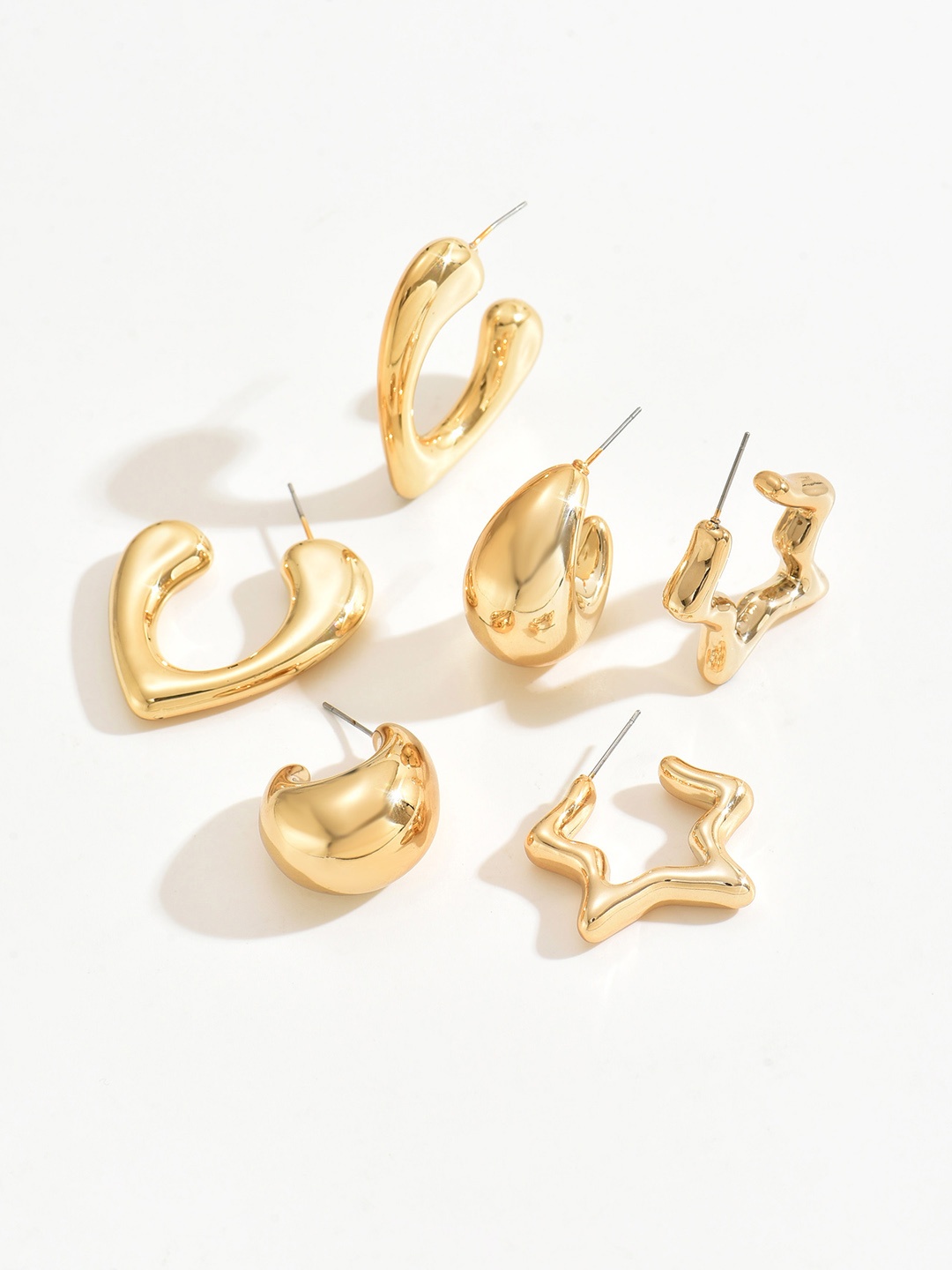 

Jewels Galaxy Set Of 3 Gold Plated Contemporary Half Hoop Earrings