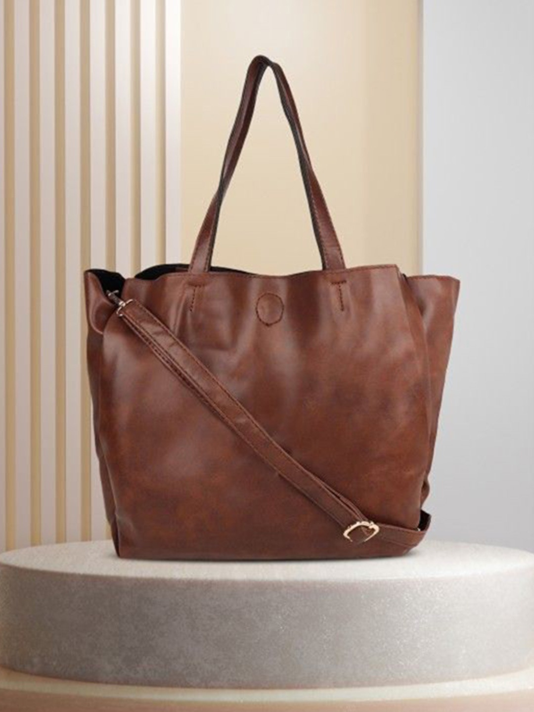 yelloe Women Oversized Shoppers Tote Bag, Tan