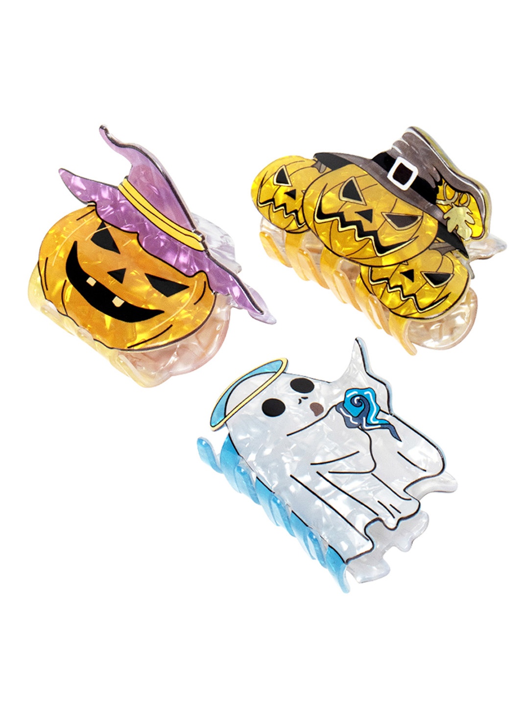 

Radhu & Kabby Set of 3 Women Spooky Halloween Claw Clip, Yellow