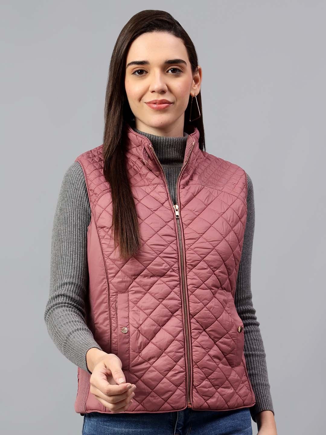 

Cantabil Women Sleeveless Winter Quilted Jacket, Pink