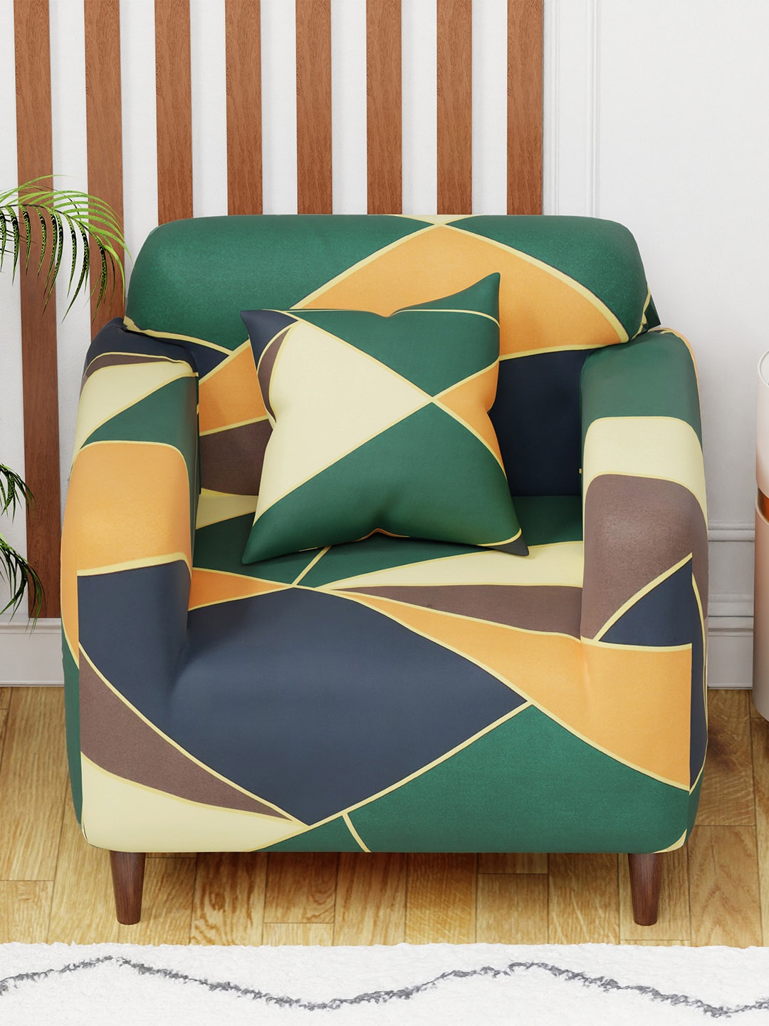 

Aura Green & Blue Printed Elasticated Sofa Cover