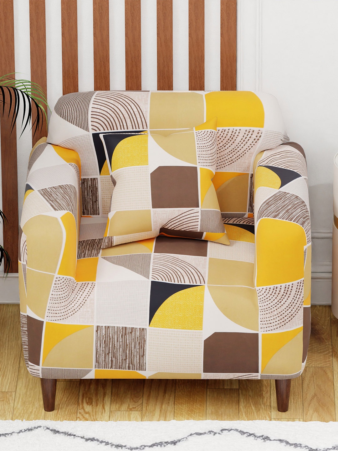 

Aura Brown & White Printed Single Seater Elasticated Sofa Cover