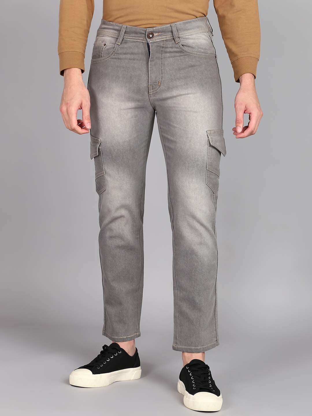 

Sobbers Men Light Fade Stretchable Jeans, Grey