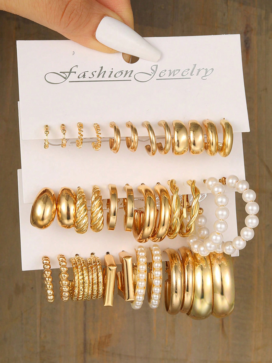 

Shining Diva Fashion Pack Of 18 Gold-Plated Contemporary Half Hoop Earrings