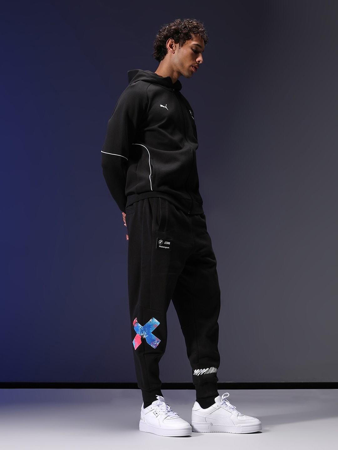 PUMA Motorsport Men Mid-Rise Joggers Relaxed Fit Track Pants, Black