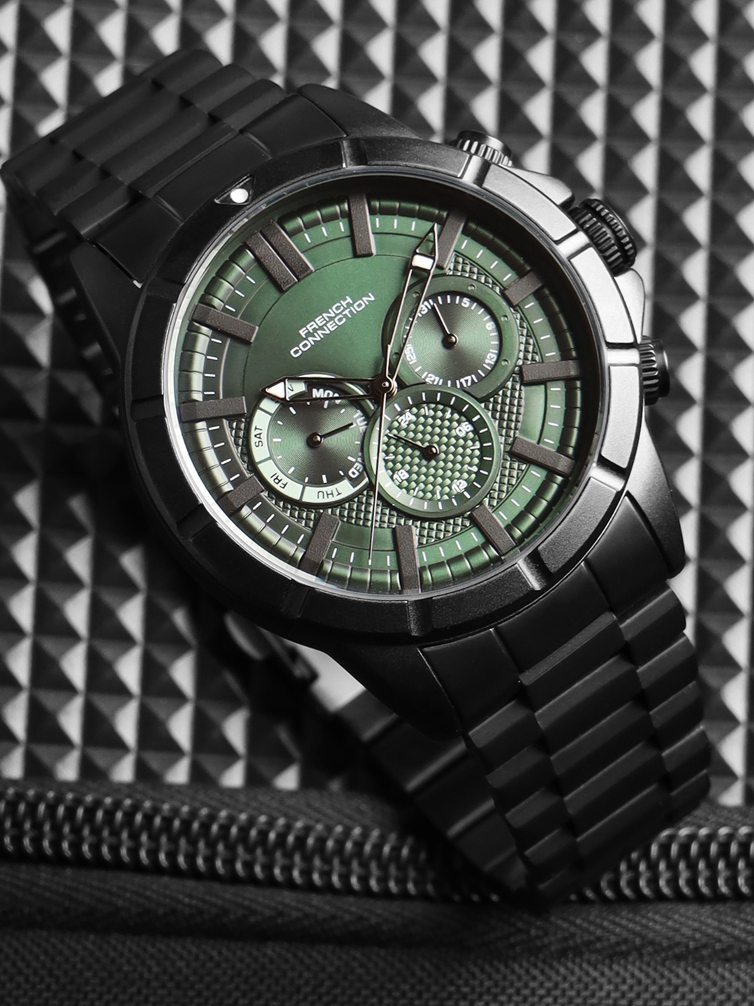 

French Connection Men Dial & Stainless Steel Straps Analogue Watch FCH05BM-G, Green