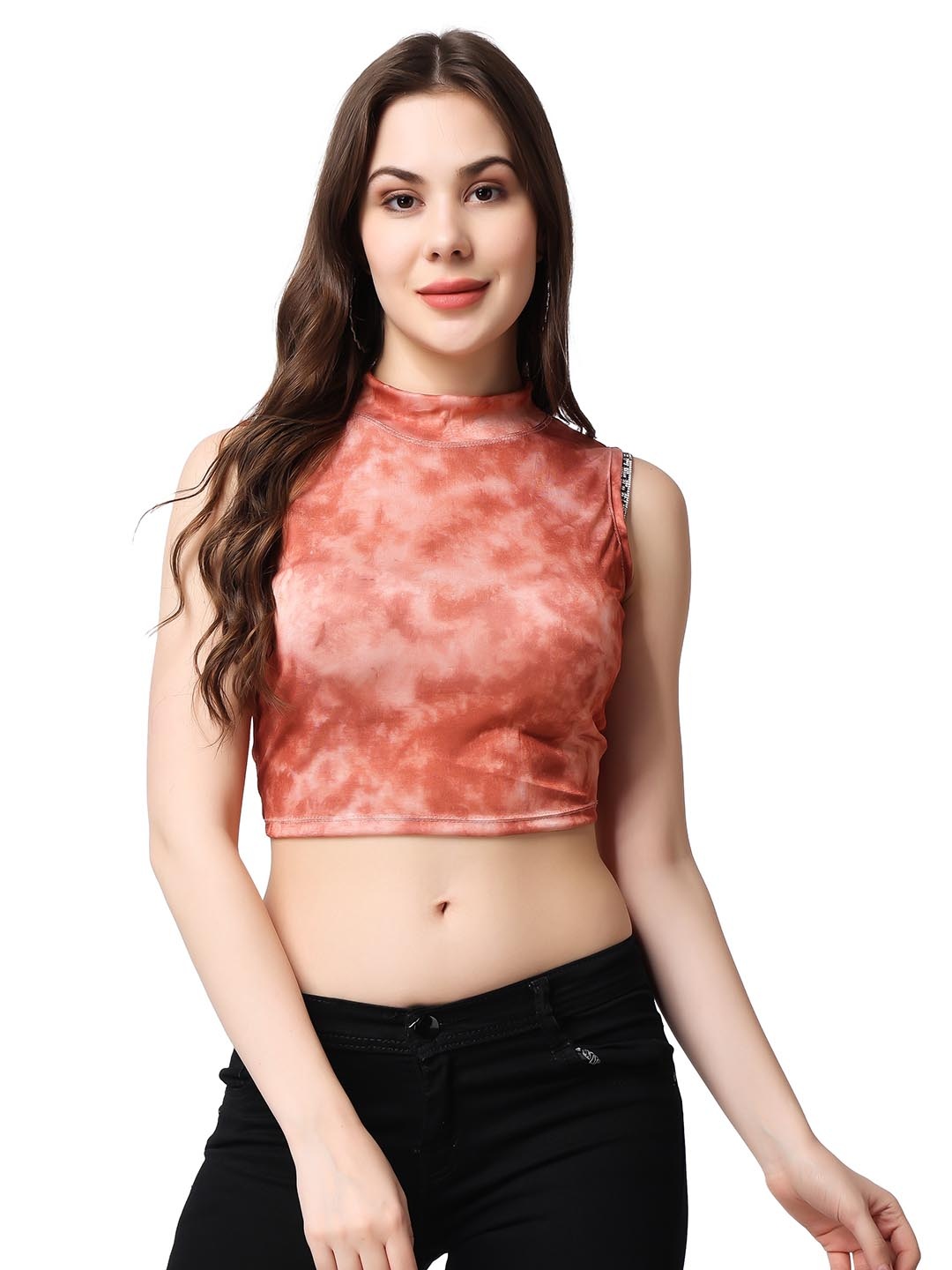 

SCORPIUS Women Solid High Neck Top, Brown