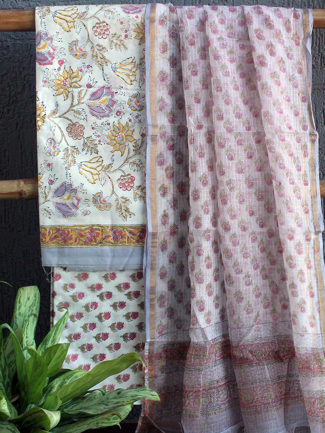 

Weaves of Tradition Printed Pure Cotton Unstitched Dress Material, White
