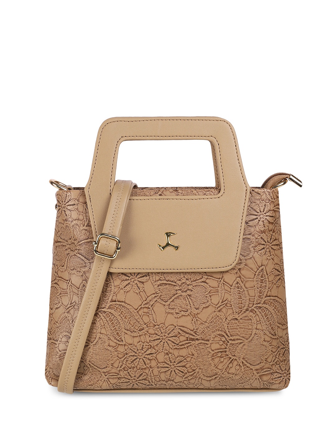 Mochi Women Oversized Bucket Sling Bag with Tasselled, Beige