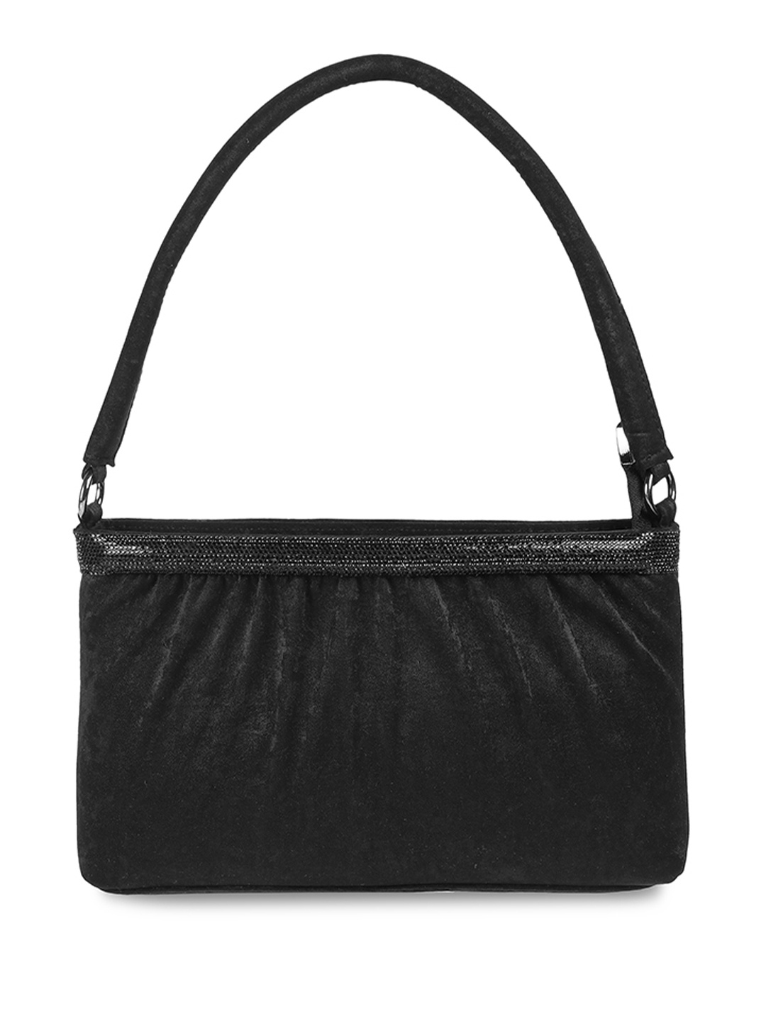 

Mochi Women Oversized Structured Handheld Bag with Tasselled, Black
