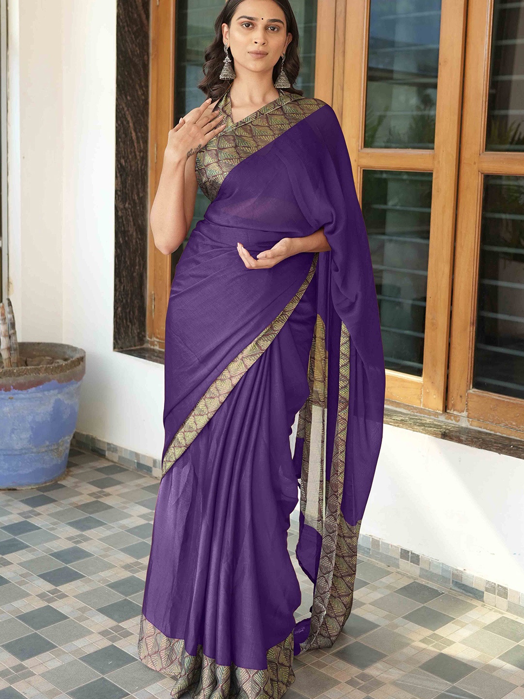 

KALINI Abstract Printed Saree, Purple