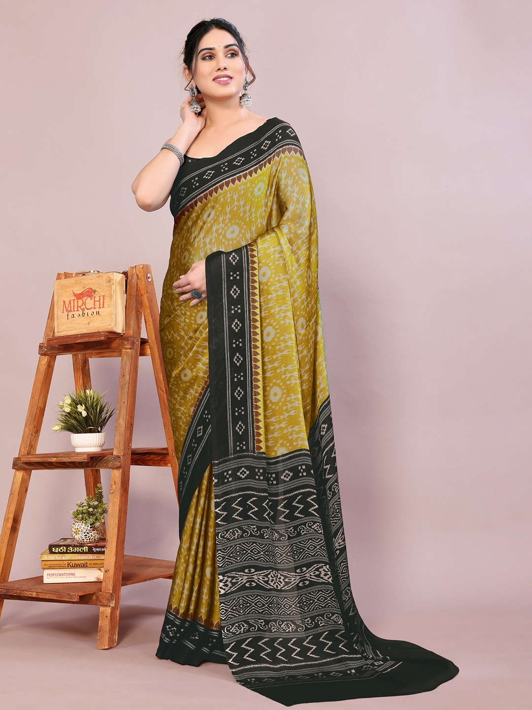 

KALINI Warli Printed Saree, Mustard