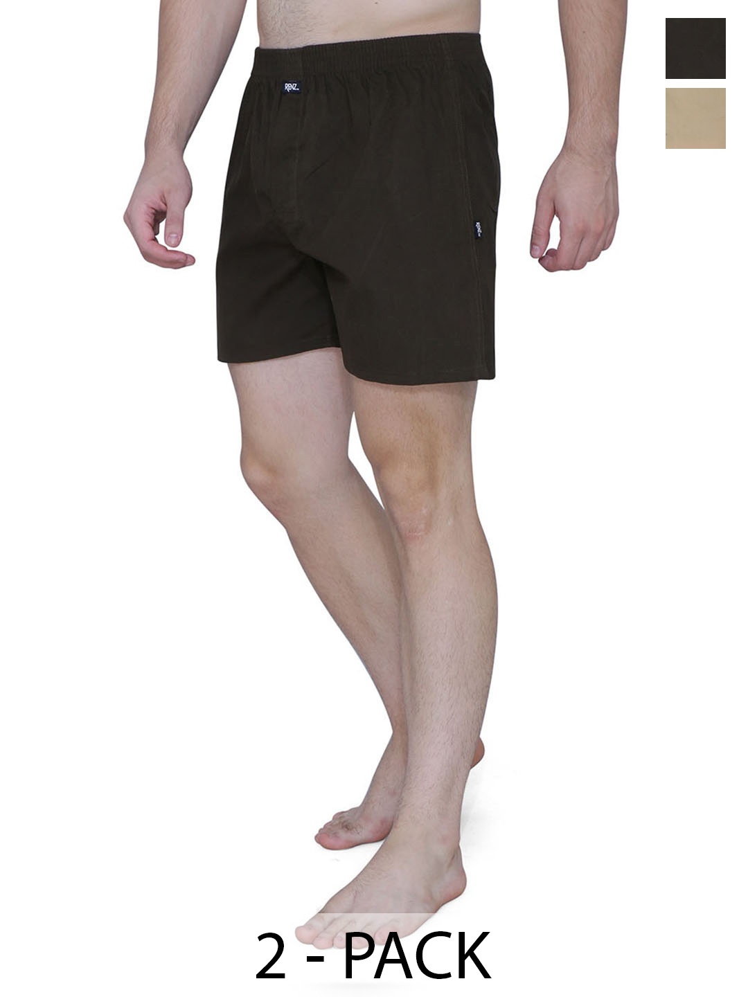 

RENZ Men Pack Of 2 Super Combed Cotton Boxers RBX2111_M, Beige
