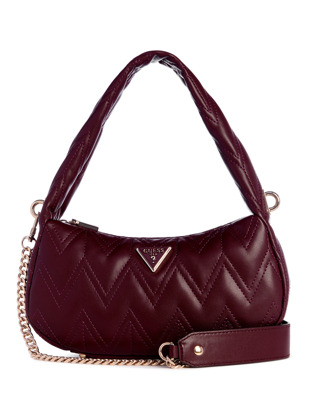

GUESS Women Textured Structured Shoulder Bag, Burgundy