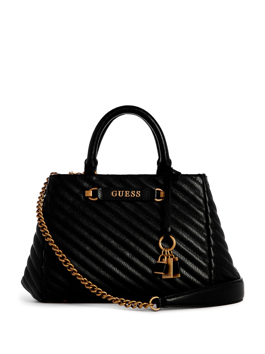 

GUESS -Women Textured Structured Satchel with Quilted, Black