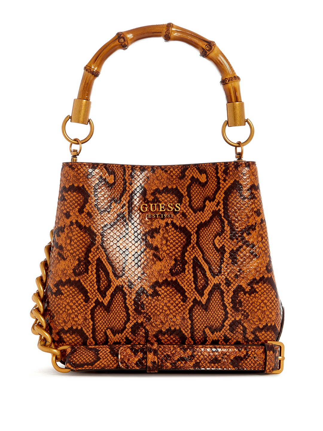 

GUESS Women Animal Printed PU Bucket Shoulder Bag, Brown