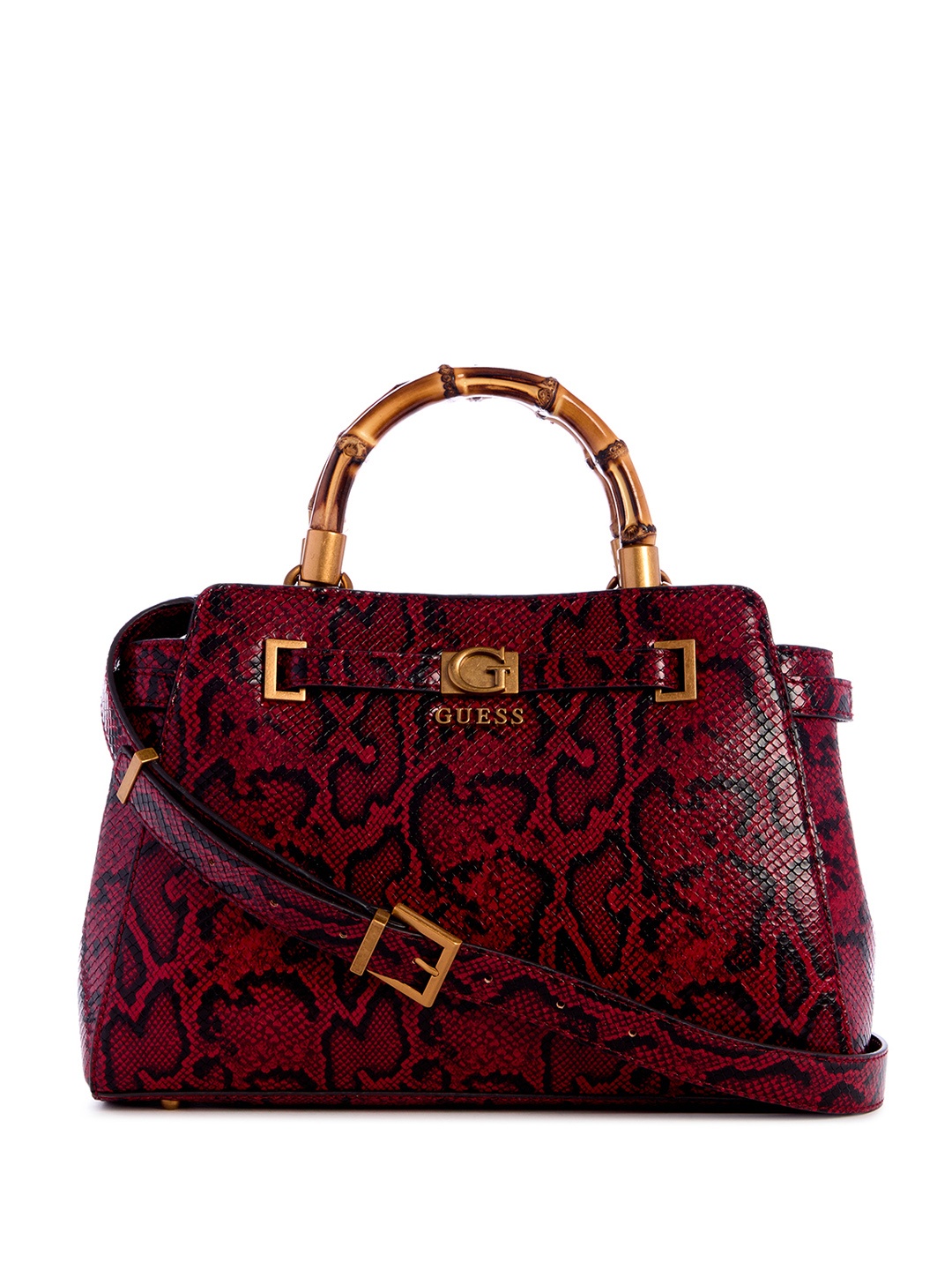 

GUESS Women Textured Structured Satchel, Red