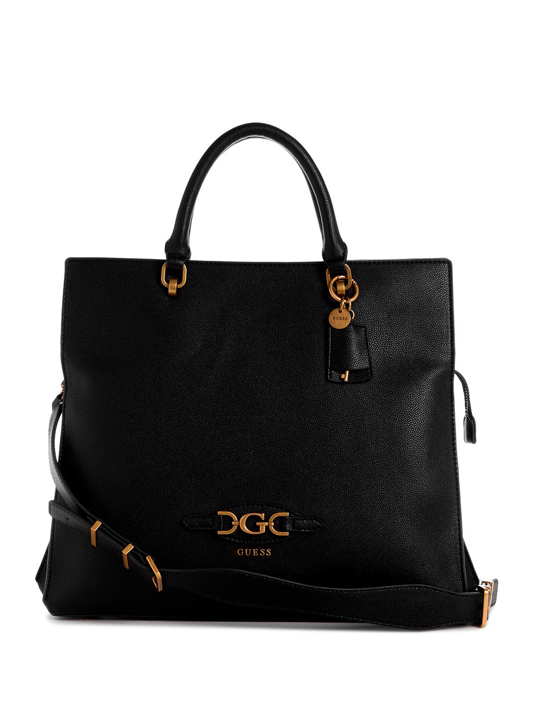 

GUESS Women PU Textured Structured Handheld Bag, Black
