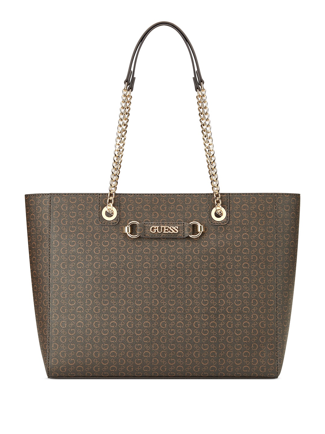 

GUESS Women Printed Bowling Tote Bag, Brown