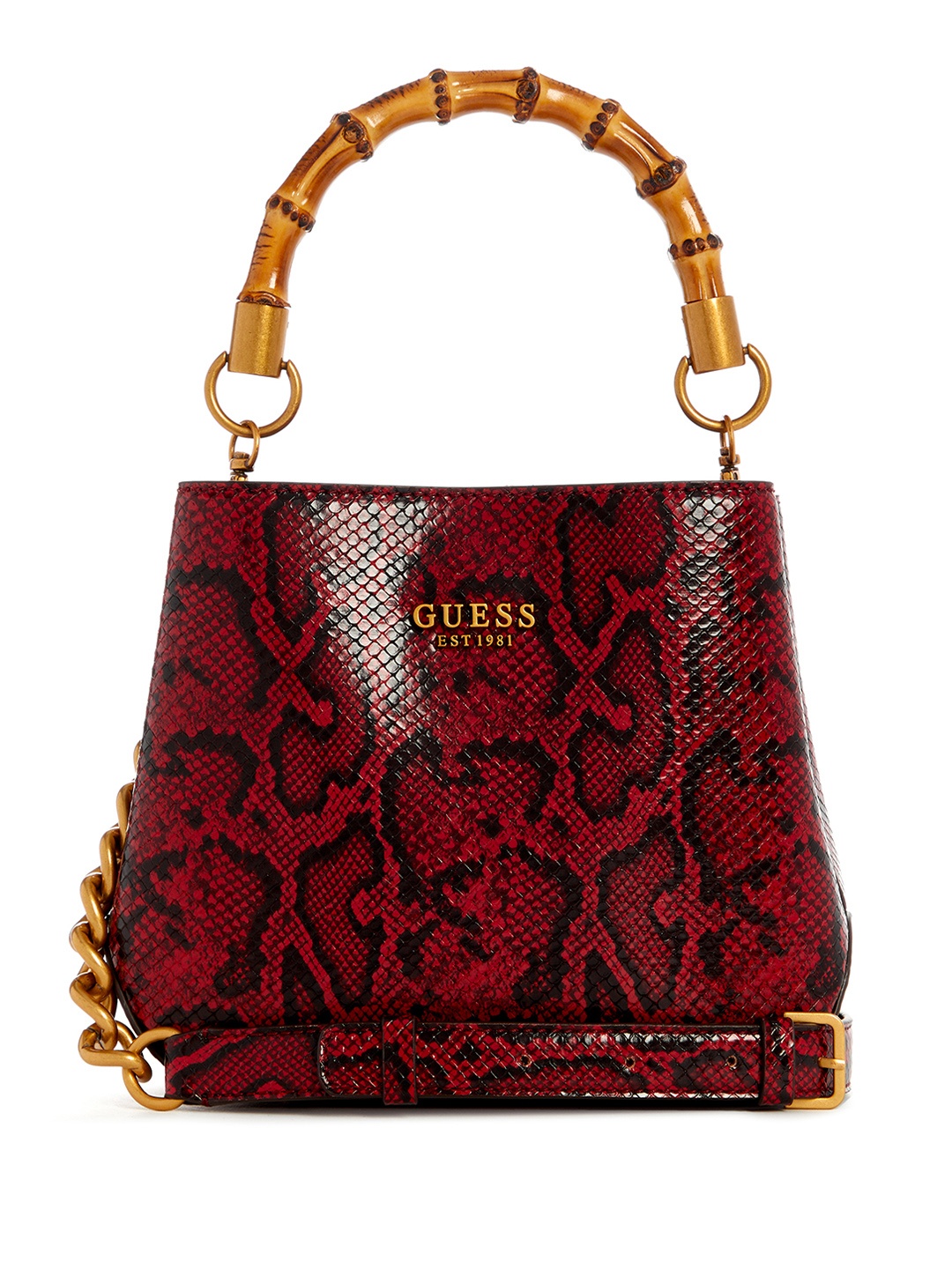 

GUESS Women Animal Printed PU Shoulder Bag, Red
