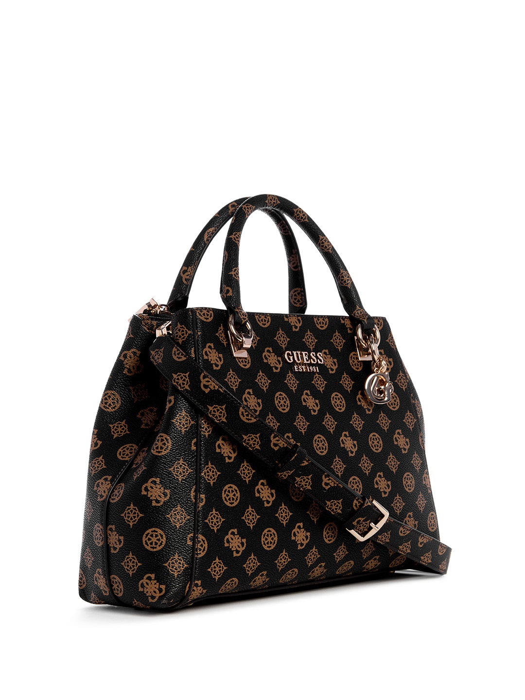 

GUESS Women Geometric Printed PU Structured Handheld Bag, Brown