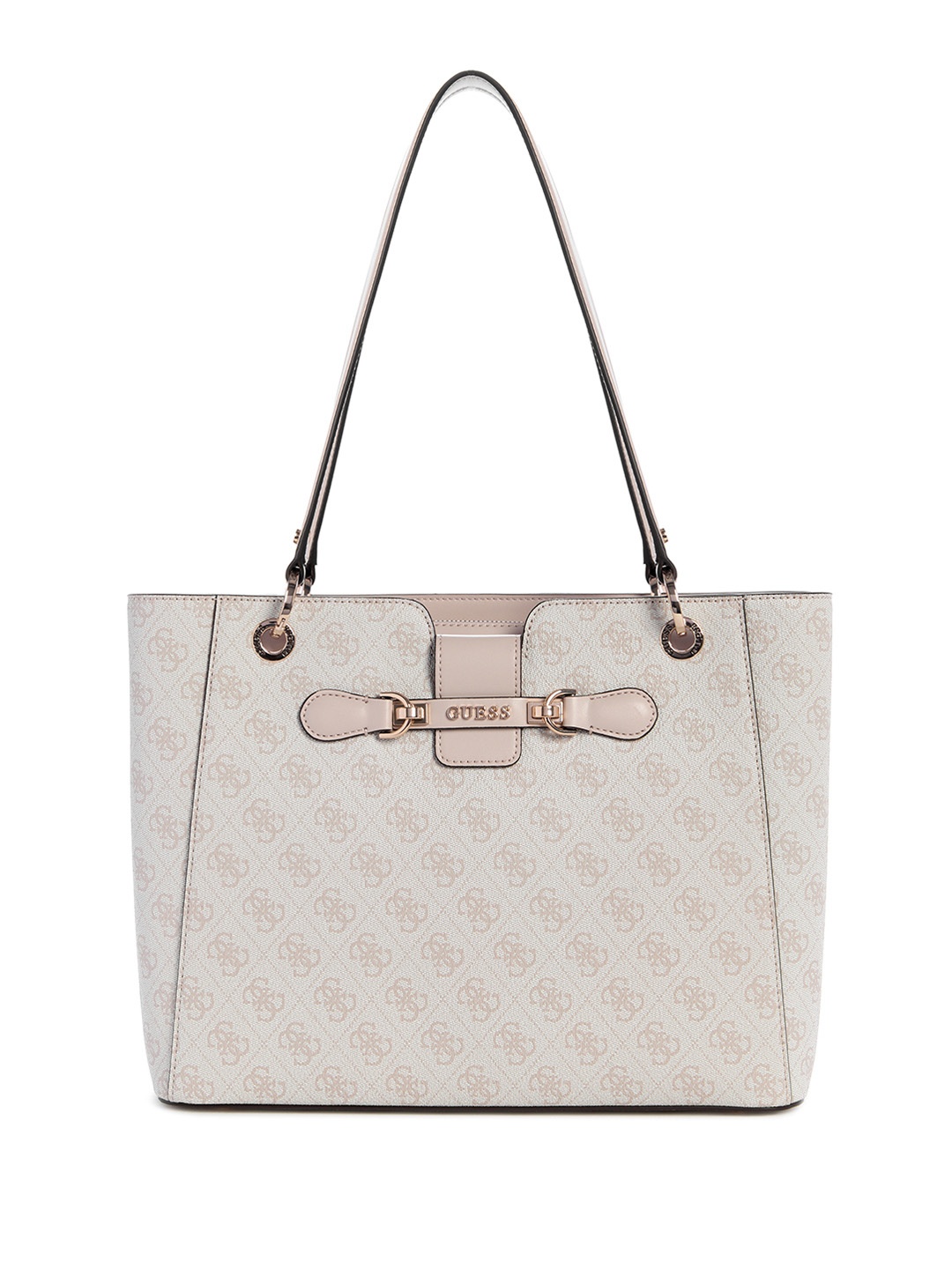 

GUESS Women Printed PU Structured Tote Bag, Grey