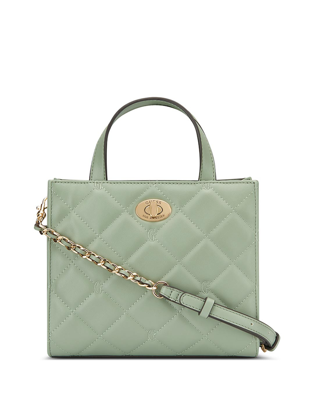 

GUESS Women Textured Structured Handheld Bag with Quilted, Green