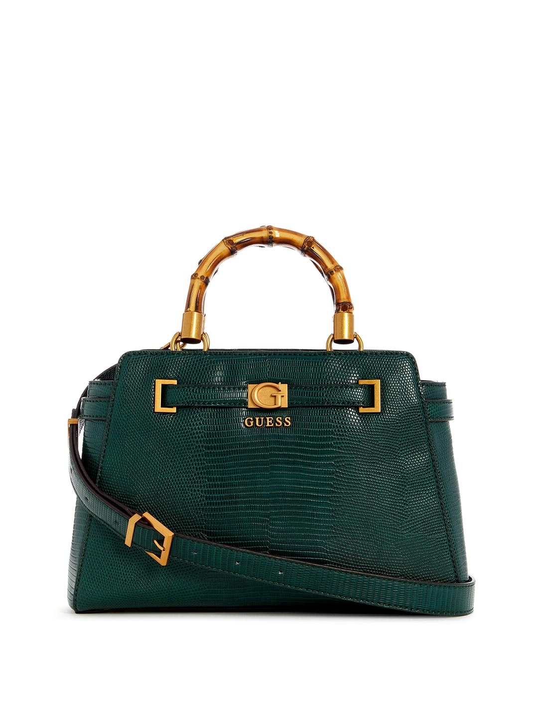 

GUESS Textured PU Structured Satchel, Green