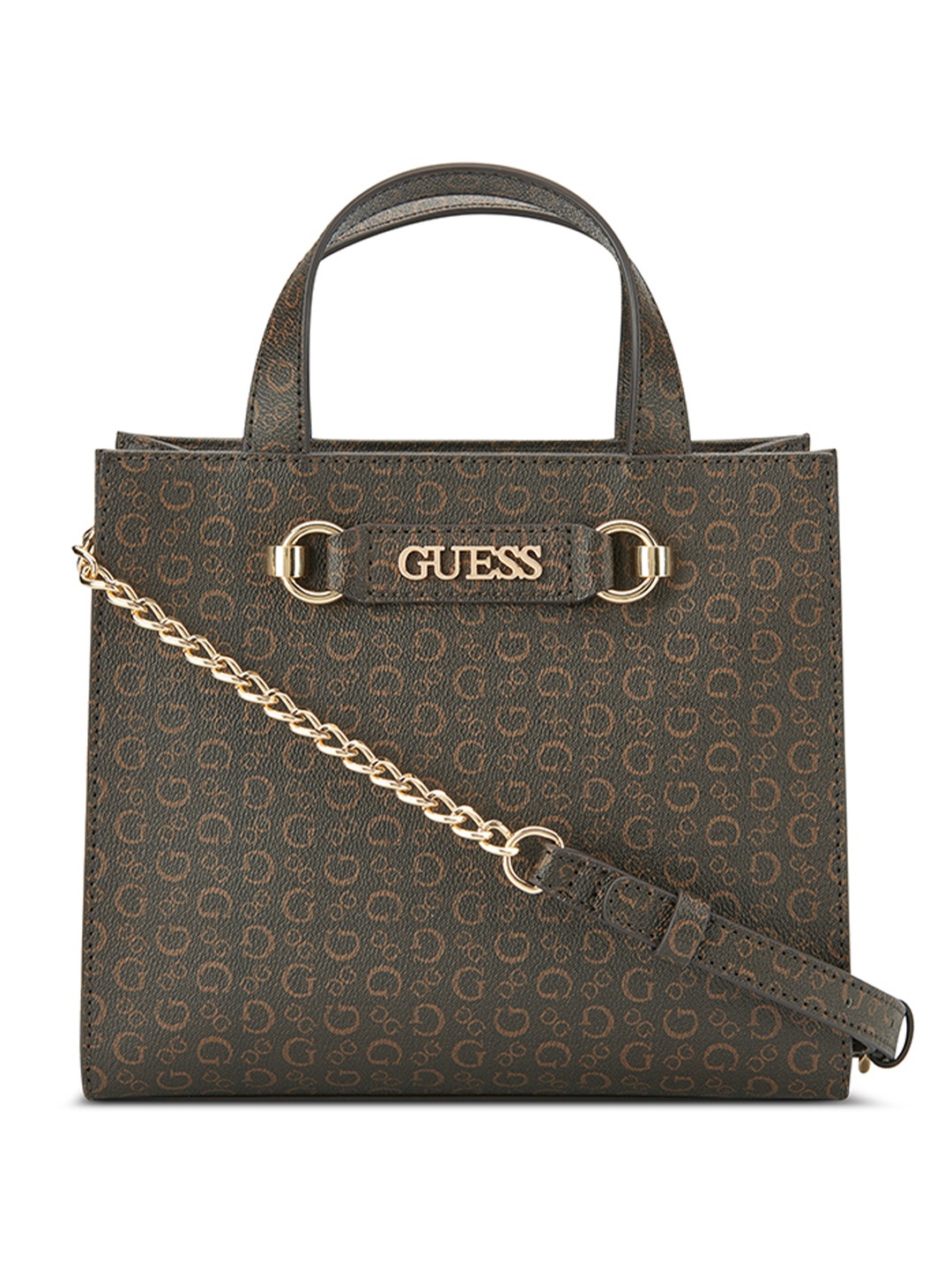

GUESS Printed Structured Tote Bag, Brown