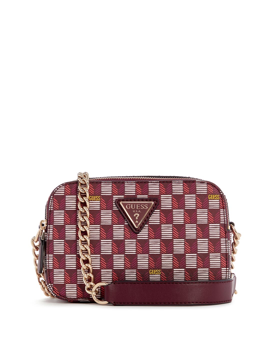 

GUESS Geometric Printed PU Shoulder Bag, Red