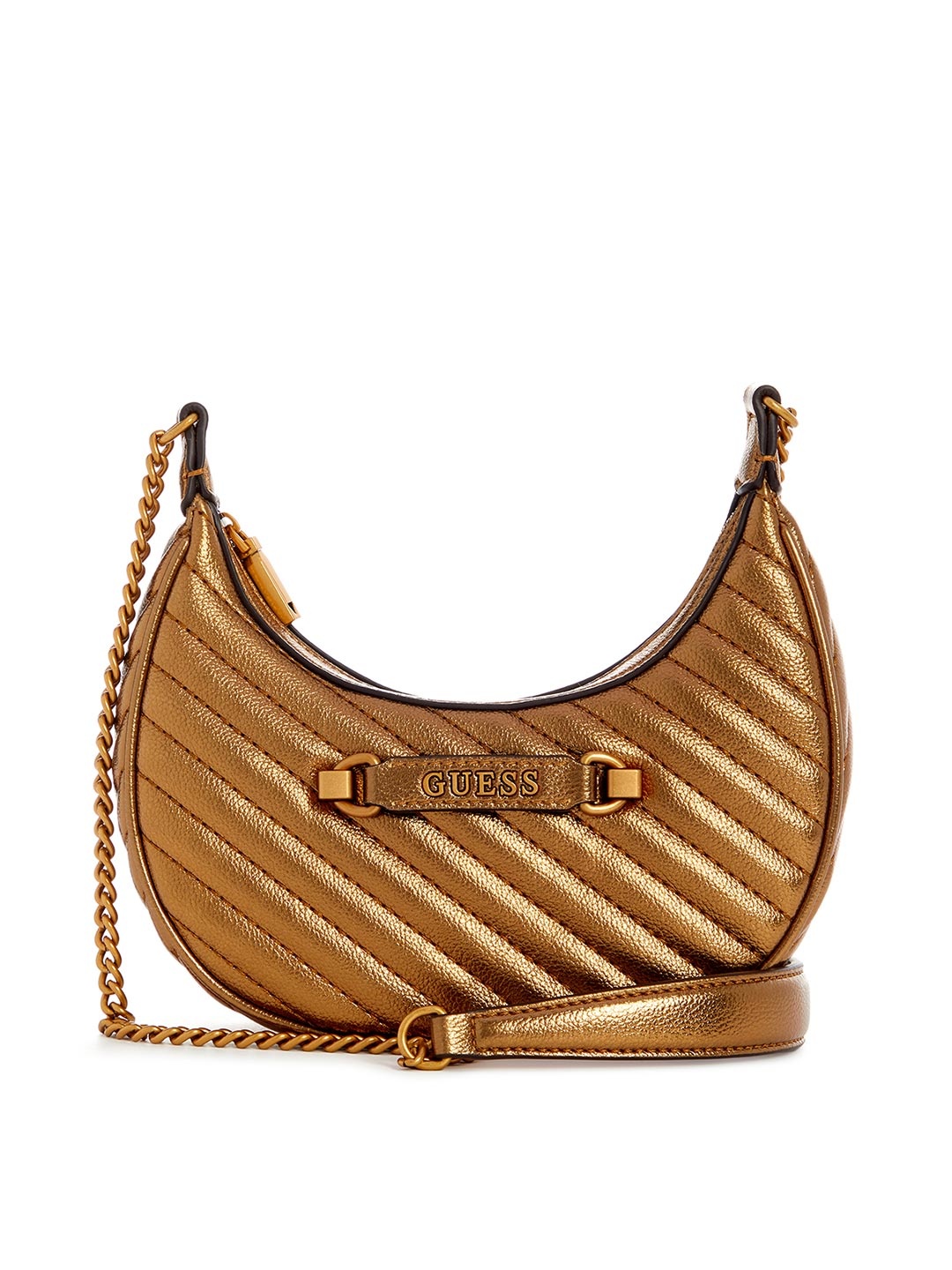 

GUESS Women Quilted Sela Mini Crossbody Hobo Bag, Bronze