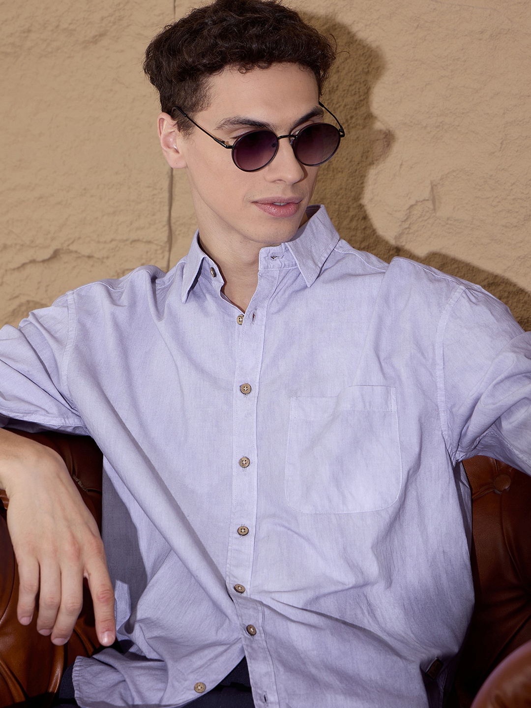 

DENNISON Men Ombre Effect Drop-Shoulder Oversized Casual Shirt, Lavender