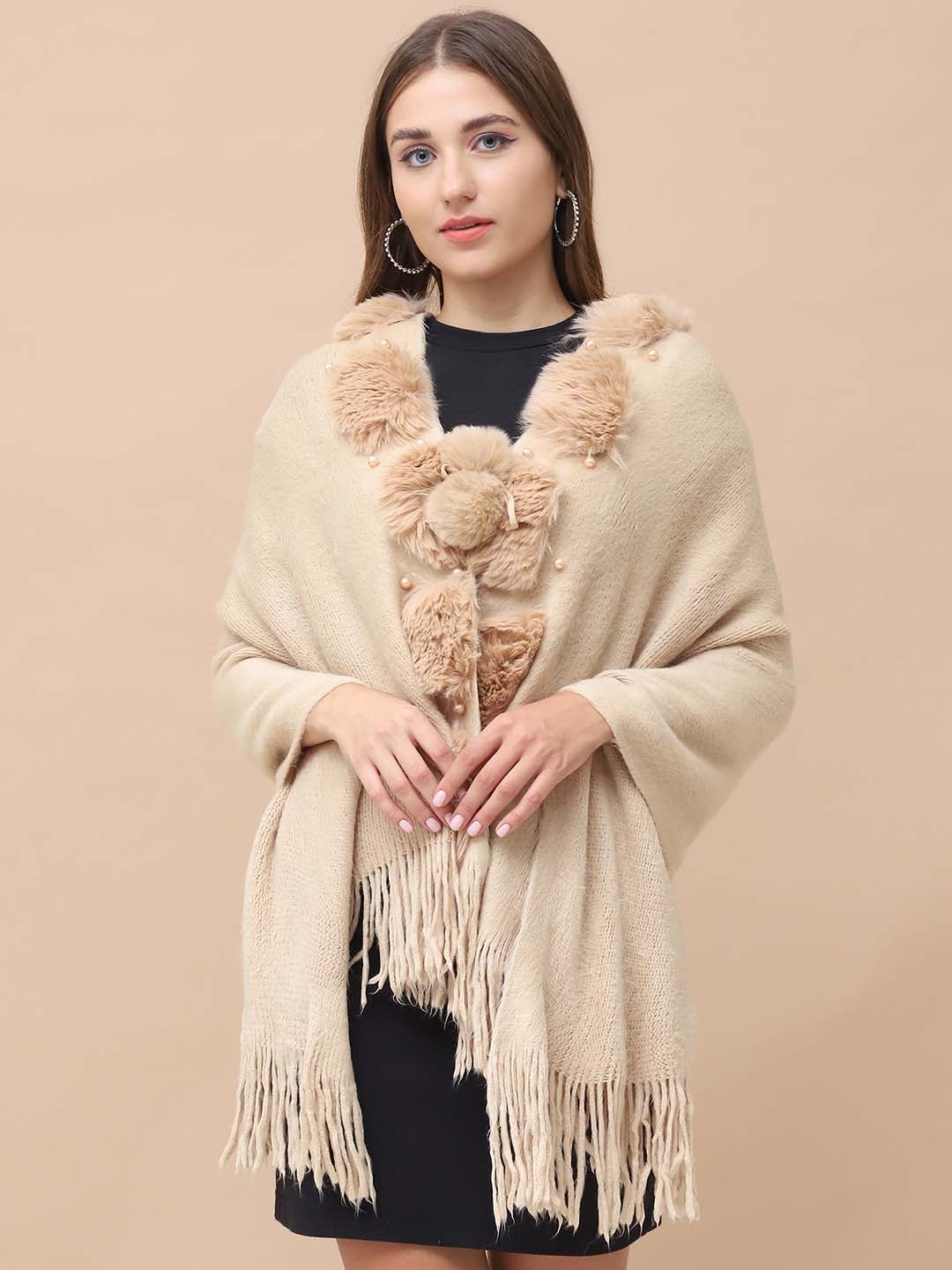 

ELLIS Women Acrylic Stole, Beige