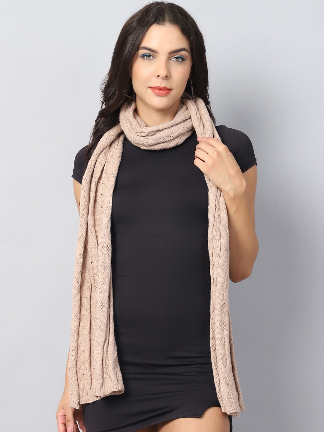 

ELLIS Unisex Self Design Acrylic Mufflers, Beige