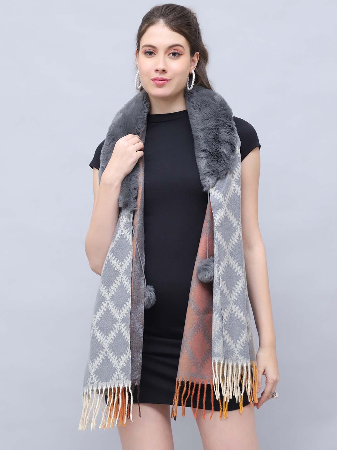 

ELLIS Women Self Design Acrylic Mufflers, Grey
