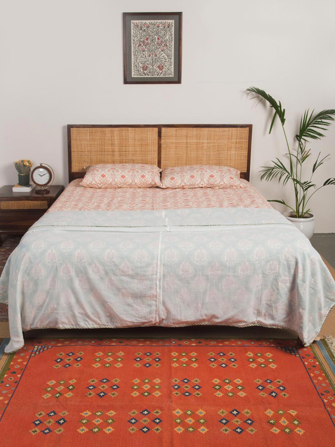

Fabindia Paro Green & Off White Floral Printed Cotton AC Room Single Bed Dohar