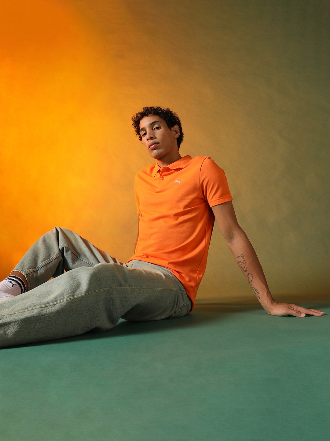 

Puma Men Ms Ess Polo Collar Solid Slim-Fit T-Shirt, Orange