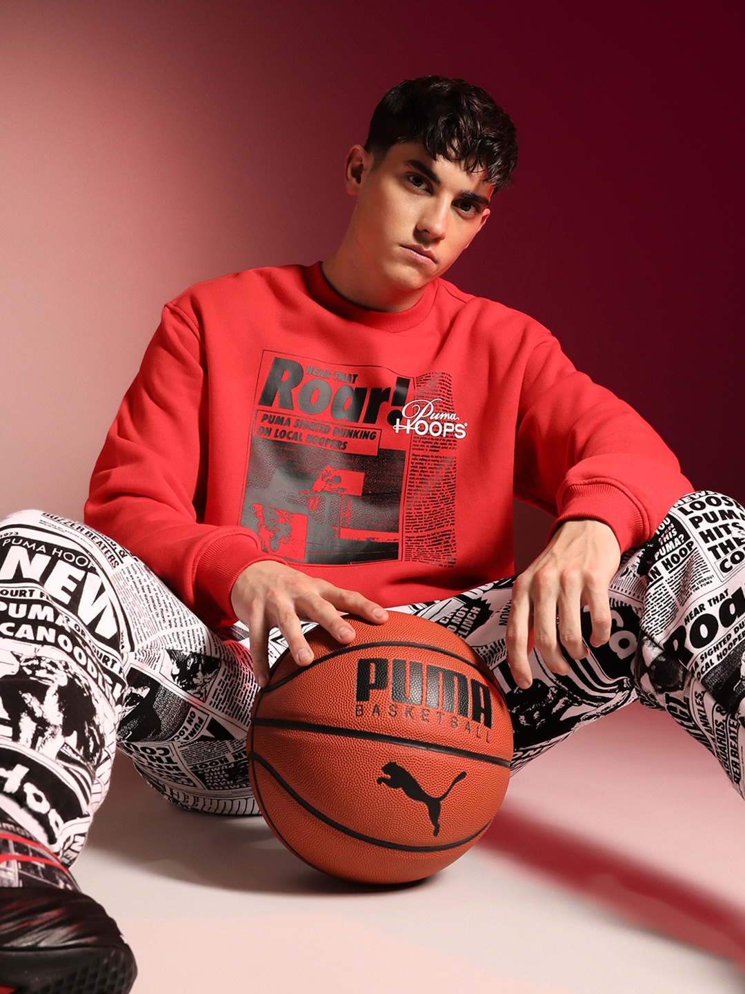 

Puma Men Media Day Typography Printed Cotton Sweatshirt, Red