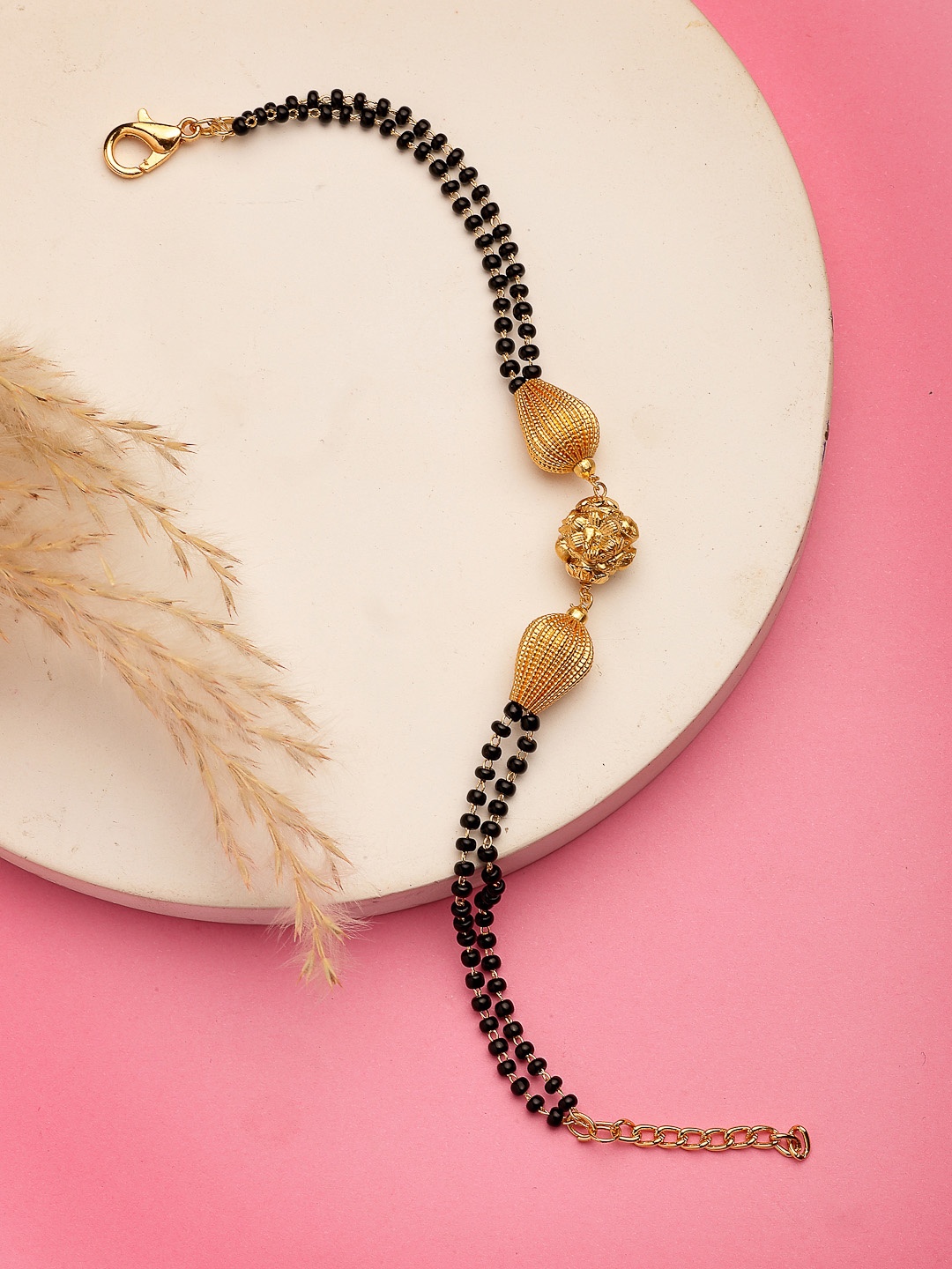 

NVR Gold-Plated Beaded Bracelet Mangalsutra