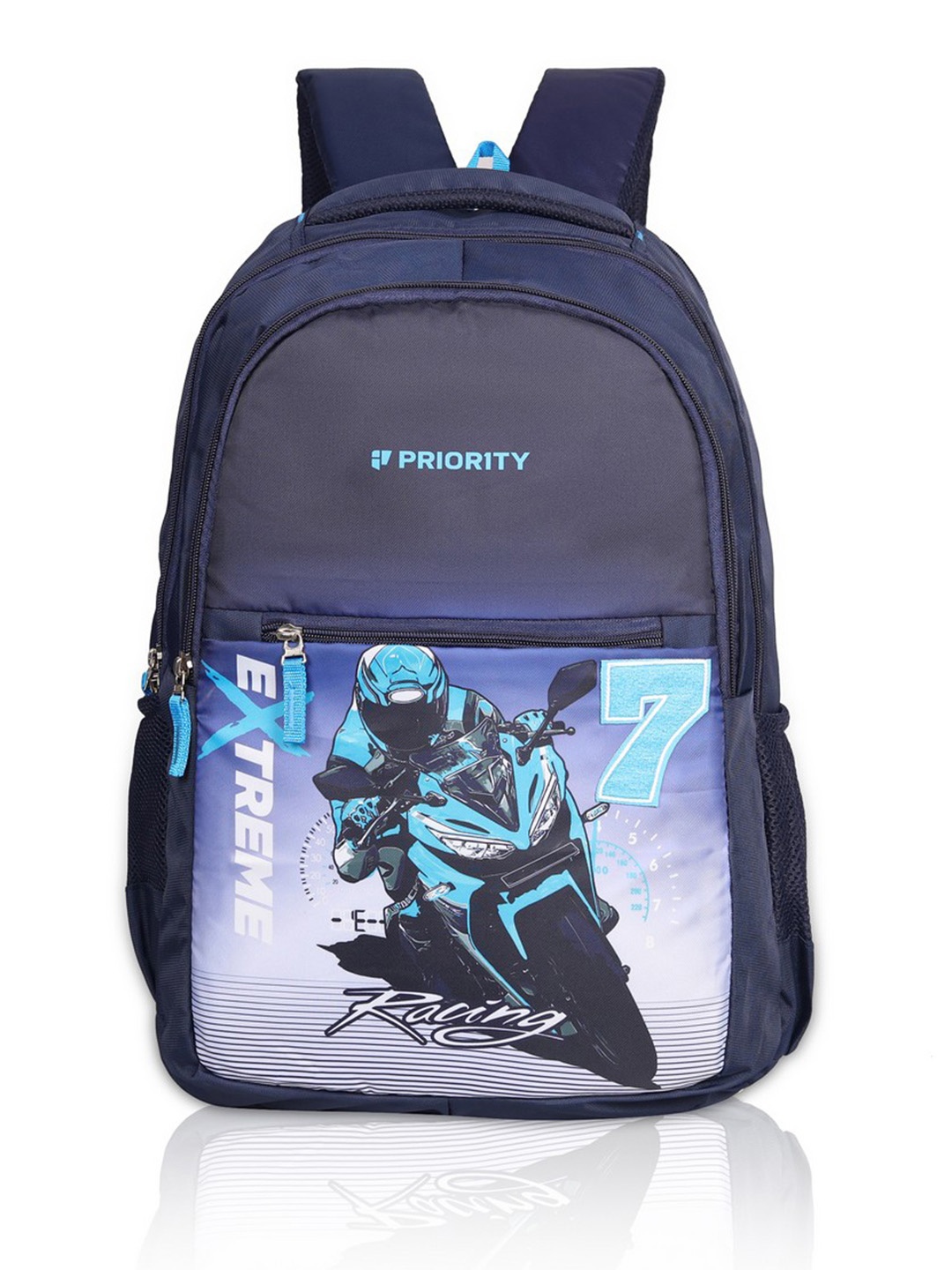 

Priority Unisex Graphic Printed Backpack, Navy blue