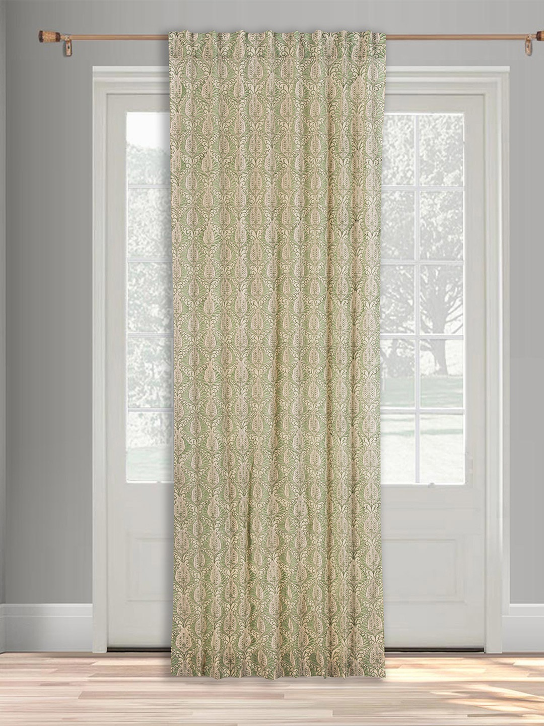 

Fabindia Green & Off White Ethnic Motifs Cotton Door Curtain